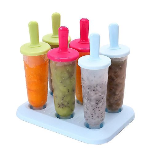 6 cellules bricolage sorbetière sucette moule en plastique forme ronde popsicle faire des moules