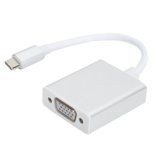 Adaptateur TypeC vers VGA Convertisseur Compact Mâle vers Femelle Argenté Compatible pour OS X