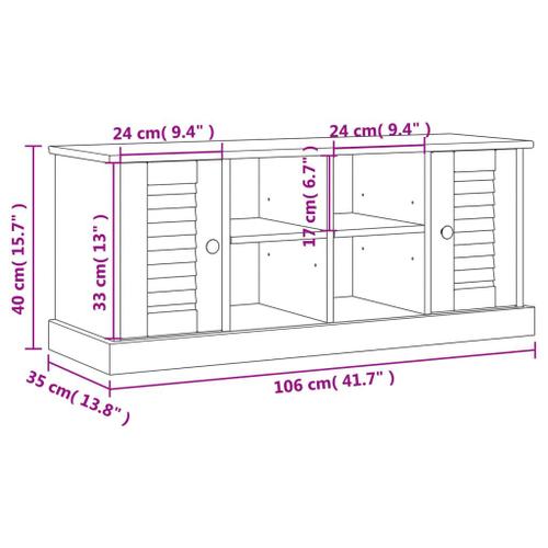 Vidaxl Banc À Chaussures Vigo Gris 106x35x40 Cm Bois Massif De Pin