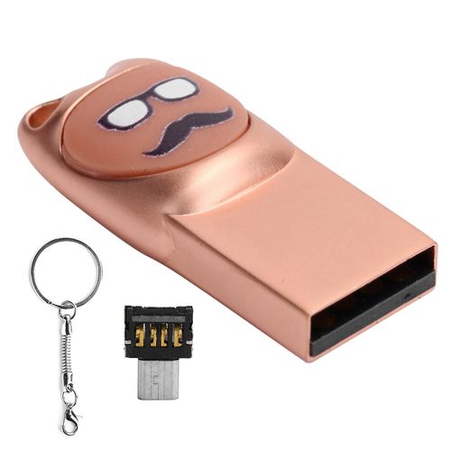 U disque dessin animé moustache motif clé USB clé USB stockage de données d¿ordinateur Memory Stick16GB Rose Gold