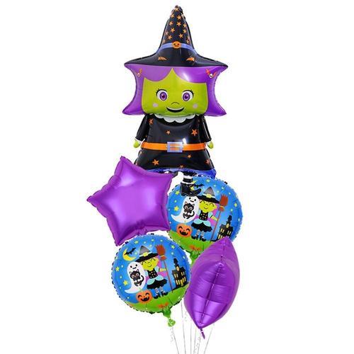 Ballons À Hélium En Forme De Citrouille, Fantôme, Sorcière, Chauve-Souris, Crâne, Décoration De Ixd'halloween, Jouets Pour Enfants, 5 Pièces/Ensemble