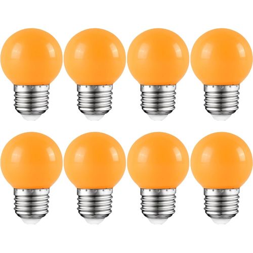 Lot De 8 Ampoules Led Colorées E27 - Orange - 3 W - Angle De Faisceau 360° - Éclairage D'ambiance Pour La Maison, Les Fêtes, Les Bars, Noël[Den5285035]