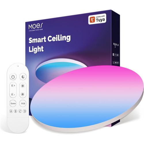 Plafonnier Led Intelligent, Ø29 Cm, 24w/2500lm/3000k-6500k, Rgb Dimmable, Avec 16 Millions De Couleurs Personnalisables Et Télécommande, Compatible Avec Alexa/Google Home, Smart Li[Den5286783]