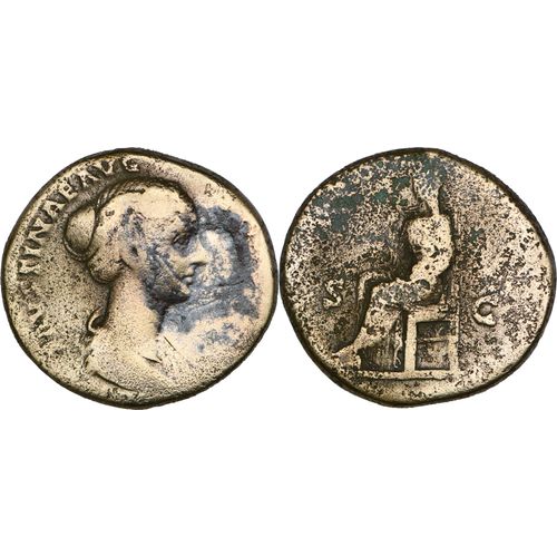 Rome - Sesterce - Faustine Jeune - 148 Ad - Pudicitia Assise - 25.42 G. - Ric.1381 - 25-376