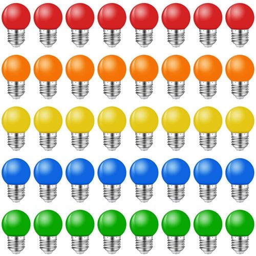 Ampoules Colorées E27 Extérieur,Ampoule Led Colorée E27,E27 Led 1w,G45 E27 Led Coloré Pour Guirlande Lumineuse Décoration De Noël De Fête,Rouge Vert Bleu Orange Jaune,Plastique,Lot[Den5284664]