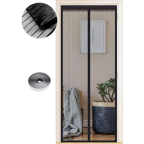 Moustiquaire Magnétique pour Portes,Différentes Tailles,80 x 250cm,Puissants Aimants,Fermeture Automatique,de Porte Rideau Couloirs Patio Sans Perçage,Bandes Noires