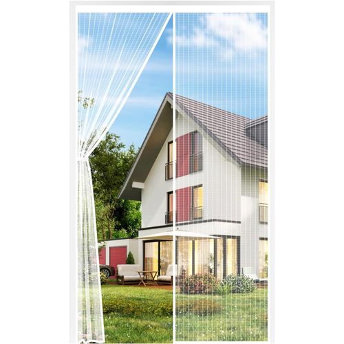 Moustiquaire Porte Fenêtre Épaisse 100x210cm Maille Très Fine Dense,Moustiquaire Porte Fermeture Aimantée Magnétique Automatique,Rideaux Anti Mouches et Insect,Bande Adhésive Sans Perçage