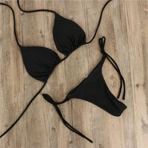 Femmes Ensemble De Lingerie Sexy Haut Court Soutien-Gorge Et Culotte Ensemble Couleur Unie Licou Push Up Soutien-Gorge Sous-Vêtements String Transparent Ensemble De Soutien-Gorge