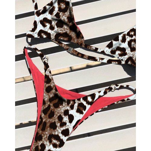 Sexy Léopard Bikini Costume Femmes Sangle Push Up Maillot De Bain Trois Points Bikini Taille Basse Maillots De Bain Femmes Été Dos Nu Maillots De Bain