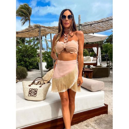 Été Sexy Gland Femmes Deux Pièces Bikini Ensemble Licou Dentelle Soutien-Gorge Gland Mini Jupe Costume Plage Vacances Décontracté Femme Maillot De Bain