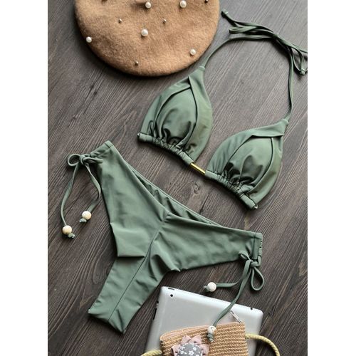Maillot De Bain Triangle Sexy Pour Femmes,Bikini Brésilien,Col Licou,Push Up,Chaîne En Métal,Ensemble Deux Pièces De Plage,2023
