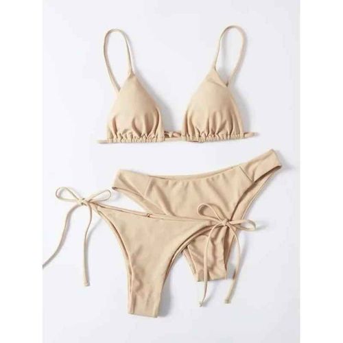 Sexy 3 Pièces Bikini Ensemble Femmes Solide Bleu Violet Push Up Pansement Triangle Maillot De Bain Brésilien Plage Maillot De Bain Swumwear Biquini