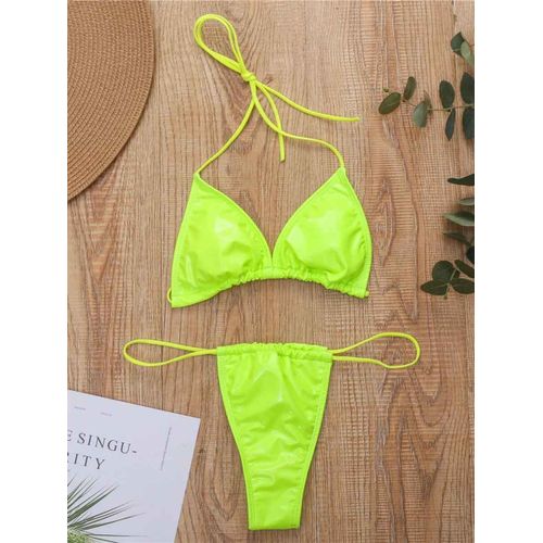 Brillant Pu Mini Micro Bikini 2025 Femmes Maillot De Bain Femme Maillot De Bain Brésilien Deux Pièces Bikini Ensemble Coupe Haute Maillot De Bain Bain Dame