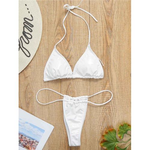 Brillant Pu Mini Micro Bikini 2025 Femmes Maillot De Bain Femme Maillot De Bain Brésilien Deux Pièces Bikini Ensemble Coupe Haute Maillot De Bain Bain Dame