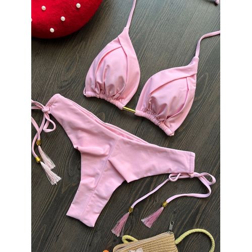 Maillot De Bain Triangle Sexy Pour Femmes,Bikini Brésilien,Col Licou,Push Up,Chaîne En Métal,Ensemble Deux Pièces De Plage,2023