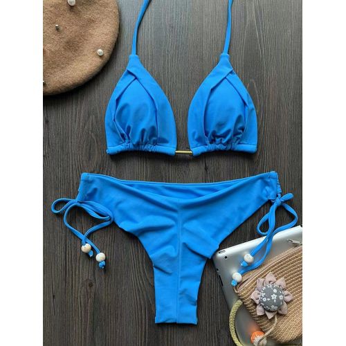 Maillot De Bain Triangle Sexy Pour Femmes,Bikini Brésilien,Col Licou,Push Up,Chaîne En Métal,Ensemble Deux Pièces De Plage,2023
