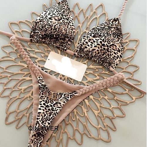 Maillots De Bain Femmes 2024 Sexy Brésilien Bikini Ensemble String Taille Haute Maillot De Bain Imprimé Léopard Deux Pièces Vêtements De Plage Maillots De Bain