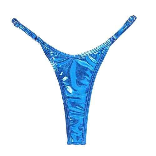 Triangle Femme Maillot De Bain Bikini Sexy Couleur Unie Ligne Argentée Bas De Bain Micro Maillots De Bain String Femme Maillot De Bain Pour Femme