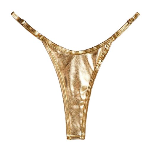 Triangle Femme Maillot De Bain Bikini Sexy Couleur Unie Ligne Argentée Bas De Bain Micro Maillots De Bain String Femme Maillot De Bain Pour Femme