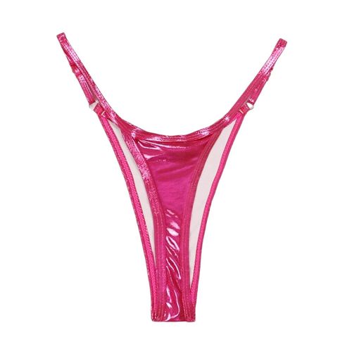 Triangle Femme Maillot De Bain Bikini Sexy Couleur Unie Ligne Argentée Bas De Bain Micro Maillots De Bain String Femme Maillot De Bain Pour Femme