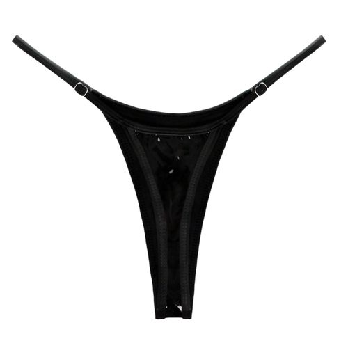 Triangle Femme Maillot De Bain Bikini Sexy Couleur Unie Ligne Argentée Bas De Bain Micro Maillots De Bain String Femme Maillot De Bain Pour Femme