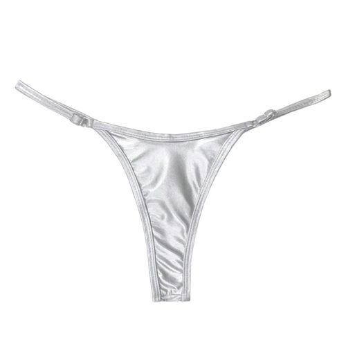 Triangle Femme Maillot De Bain Bikini Sexy Couleur Unie Ligne Argentée Bas De Bain Micro Maillots De Bain String Femme Maillot De Bain Pour Femme
