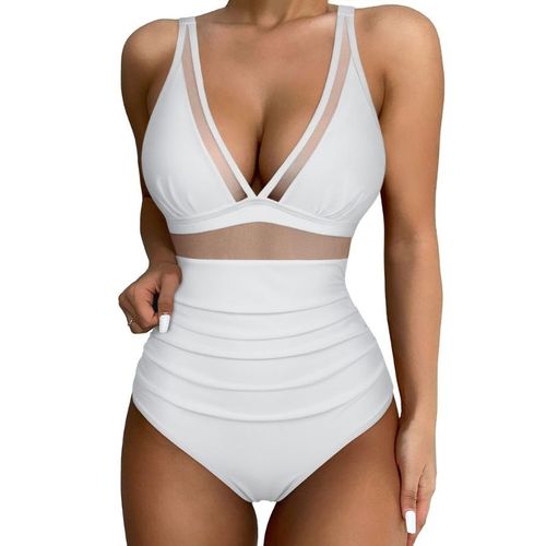 Maillot Bain En Maille Pour Femmes,1 Pièce,Col En V,Vêtements Plage,D'été