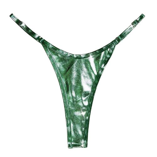 Triangle Femme Maillot De Bain Bikini Sexy Couleur Unie Ligne Argentée Bas De Bain Micro Maillots De Bain String Femme Maillot De Bain Pour Femme