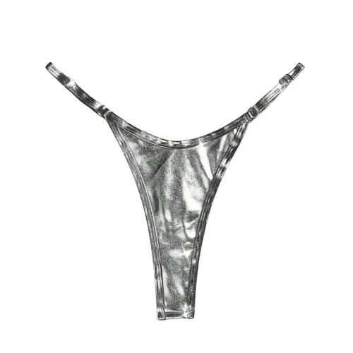 Triangle Femme Maillot De Bain Bikini Sexy Couleur Unie Ligne Argentée Bas De Bain Micro Maillots De Bain String Femme Maillot De Bain Pour Femme