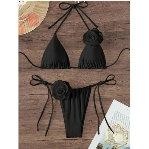 S - Xl Sexy 3d Fleurs Licou À Bretelles Bikini Femmes Maillots De Bain Femme Maillot De Bain Deux Pièces Bikini Ensemble Baigneur Maillot De Bain Bain K5297
