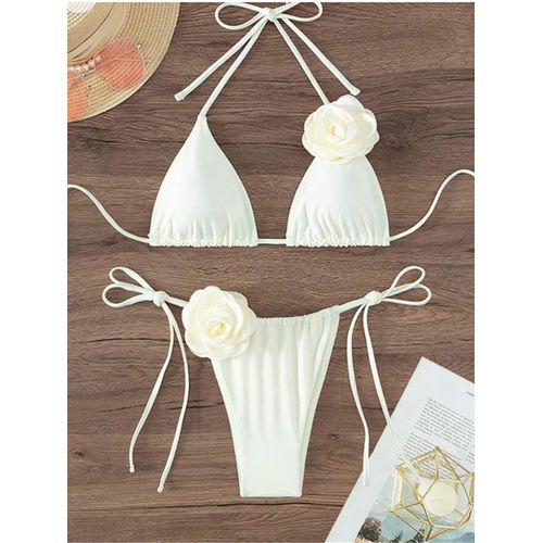 S - Xl Sexy 3d Fleurs Licou À Bretelles Bikini Femmes Maillots De Bain Femme Maillot De Bain Deux Pièces Bikini Ensemble Baigneur Maillot De Bain Bain K5297