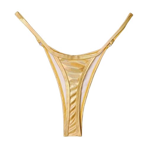 Triangle Femme Maillot De Bain Bikini Sexy Couleur Unie Ligne Argentée Bas De Bain Micro Maillots De Bain String Femme Maillot De Bain Pour Femme