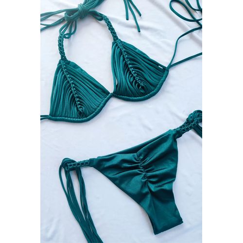 Maillot De Bain Brésilien À Rayures,Bandeau,Avec Corde Tressée,Ensemble Deux Pièces,Sexy,Vêtements De Plage,Pour Femmes,2024