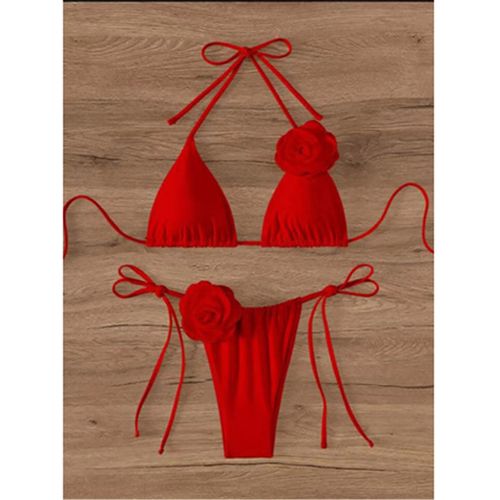 S - Xl Sexy 3d Fleurs Licou À Bretelles Bikini Femmes Maillots De Bain Femme Maillot De Bain Deux Pièces Bikini Ensemble Baigneur Maillot De Bain Bain K5297