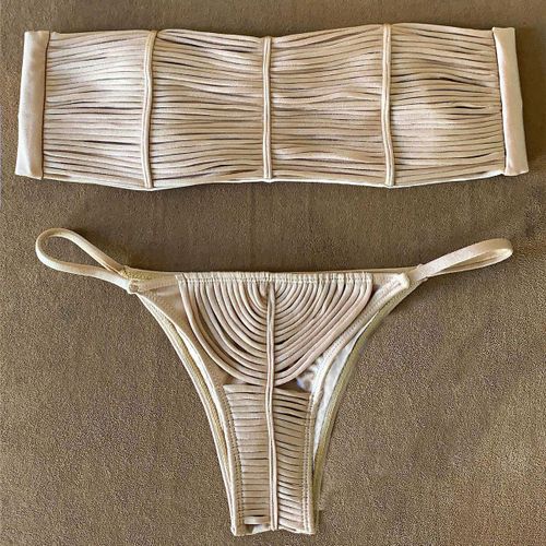 Sexy Tresse Bikini Maillot De Bain Brésilien Bikini Ensemble Maillots De Bain Pour Femmes Jambe Haute Licou Deux Pièces Maillots De Bain Été Femme