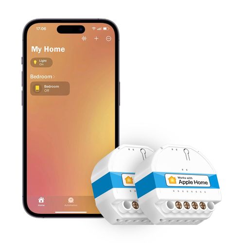 Interrupteur Connecté (FIL NEUTRE REQUIS),Lot de 2 Interrupteur Module WiFi Compatible avec HomeKit,Siri,Alexa et Google Home,Commutateur Mural avec Commande Vocale et Contrôle à Distance