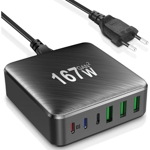 Shiba-Chargeur Usb C Rapide,167w Chargeur Usb Multiple,6 Ports Chargeur Type C Avec Gan Tech Compatible Avec Macbook Pro/Air,Ipad [1