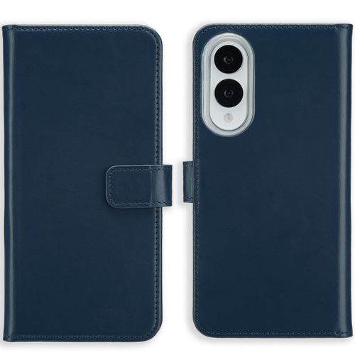 Selencia Étui Portefeuille En Cuir Véritable Samsung Galaxy S25 Edge Bleu Foncé