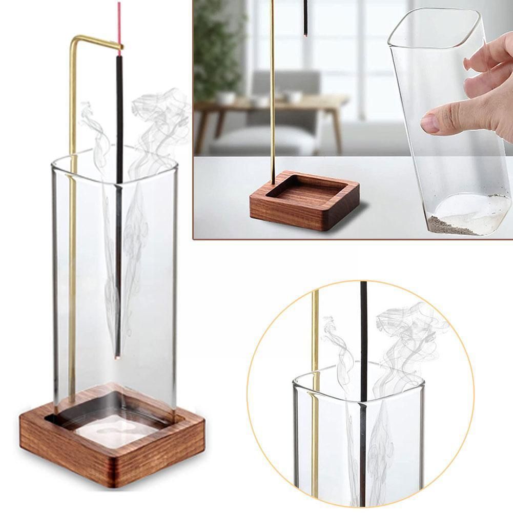 Porte-anciers d'encens en bois avec verre, attrape-agaant, ...