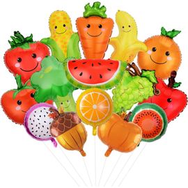 15Cs Ballons De Baudruche En Aluminium En Forme De Fruits Et Légumes, Décorations D'Anniversaire Sensorielles En Forme De Fruits, Décorations De Fête Pour Mariage Et Fête Prénatale[H377]