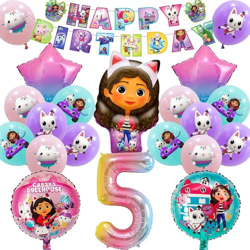 Gabby Chat Decoration Anniversaire, Gabbys Ballons Anniversaire Décoration 5 Ans, Gabby Ballon Helium En Latex, Banniere Happy Birthday, Decoration Anniversaire Fille Gabby[H825]