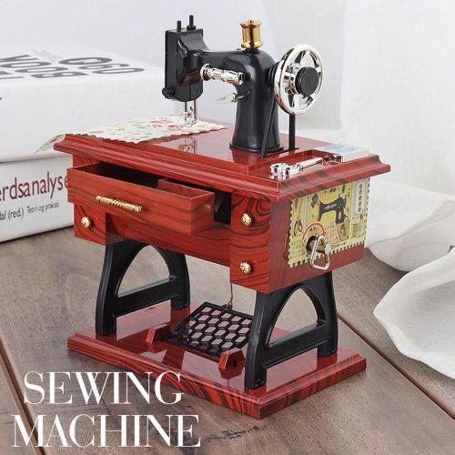 Boîte À Musique De Style Européen Rétro, Accessoires Pour La Maison, Ornements, Machine À Coudre, Ameublement, Bibliothèque, Cadeau, B2w8