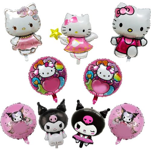 9Pcs Cartoon Chat Ballons Anniversaire, Mignon Anime Décoration Ballon En Aluminium, Ballon De Dessin Animé,Party Supplies, Decoration Anniversaire Enfant, Pour Fête D'Anniversaire D'Enfant [H936]