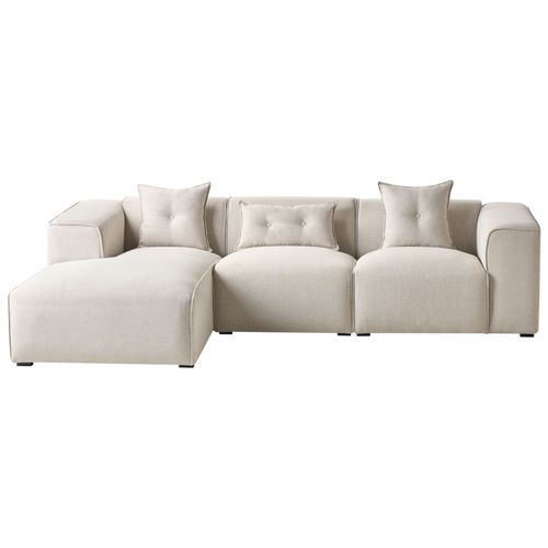 Canapé Angle À Droite 3 Places En Tissu Beige Clair Dolva