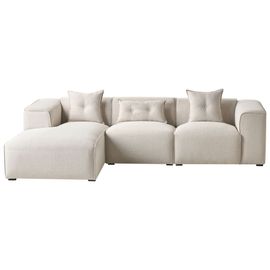 Canapé Angle À Droite 3 Places En Tissu Beige Clair Dolva
