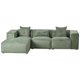 Canapé Angle À Droite 3 Places En Tissu Chenille Vert Foncé Dolva
