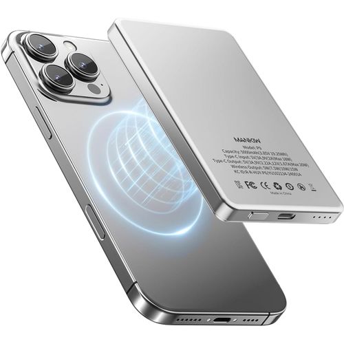 Huag-Wireless Powerbank Mag-Safe, 5000 Mah Mini Magnétique Power Bank Avec Pd 20 W Charge Rapide, Magnétique Power Bank Compatible Avec Iphone 16/15/14/13/12/Mini/Pro/Pro Max Un Étui Mag-Safe