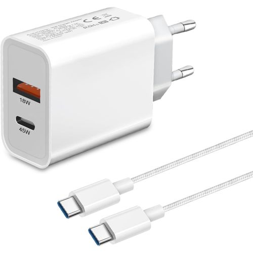 Huag-Chargeur Rapide Usb C 45w Avec Cable Pour Samsung Galaxy S25 Ultra/S24 Plus/S24 Ultra/S23 Fe/S22 S21 S20,Z Fold 4 5 6 A55 A56 A35 A54 A53 5g A25 A34 A15 A16 Iphone 15 16 Pro Prise Adaptateur Sec