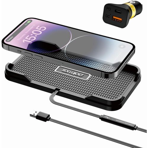 Huag-Chargeur De Voiture Sans Fil, Polmxs 15w Rapide Sans Fil, Tapis De Chargement Sans Fil Antidérapant Pour Téléphone De Voiture Avec 36w De Type-C Usb Pour Iphone 14/13/12/11 Pro, Samsung S22/S21/
