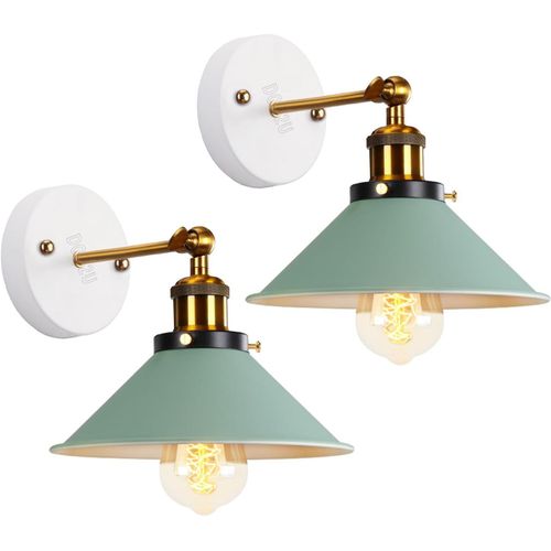 HUAG-Lot de 2 Appliques Murales Modernes Design Lampe Murale Industrielles en Métal Spots muraux Intérieur Ajustable Luminaire Interieur pour Chambre Salon,22cm (Vert-A-2 pcs)